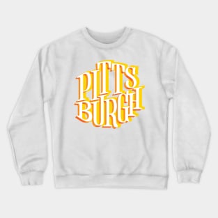 Pittsburgh PA Yellow Lettering Design Crewneck Sweatshirt